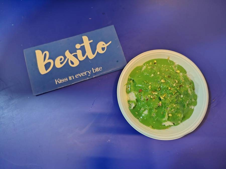 Pistachio kunafa in a bowl